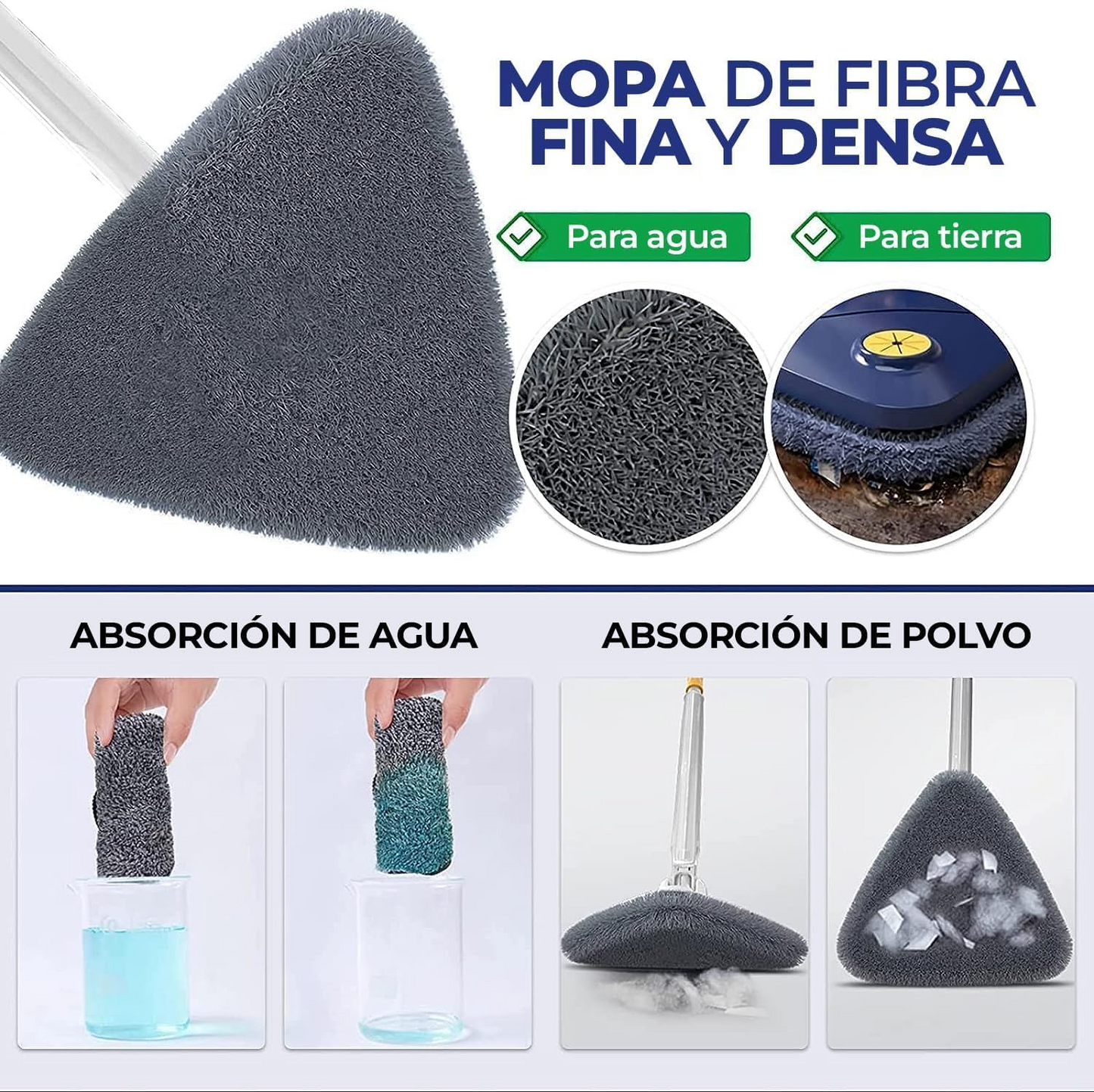 Fregona Triangular 360º HomeFy™ + 2 recambios Gratis